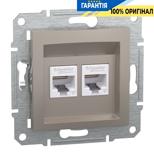 Розетка комп'ютерна 2-а RJ45 кат.6 / UTP «Asfora», (бронза) Schneider Electric EPH4800169