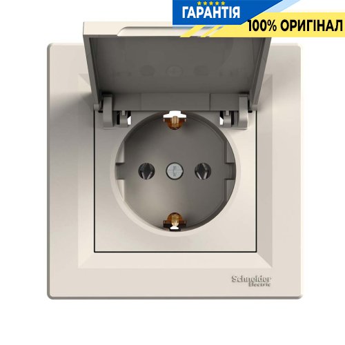 Розетка з кришкою з заземлюючим контактом Asfora, (крем) Schneider Electric EPH3100123