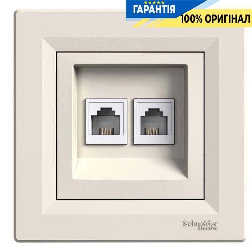 Розетка телефонная RJ11 4 конт. двойная Asfora, (крем) Schneider Electric EPH4200123
