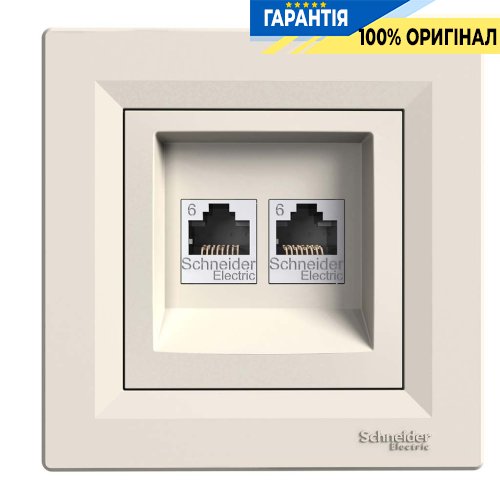 Розетка компьютерная 2-я RJ45 кат.6/UTP«Asfora», (цвет крем) Schneider Electric EPH4800123