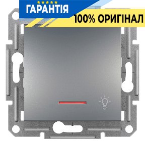 Кнопковий вимикач самозатискний 1-кл. «Світло» з підсів. самозаж.клемми «Asfora», (сталь) Schneider Electric EPH1800162
