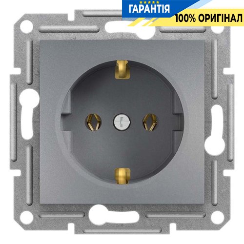 Розетка с заземлением «Asfora», (цвет сталь) Schneider Electric EPH2900162