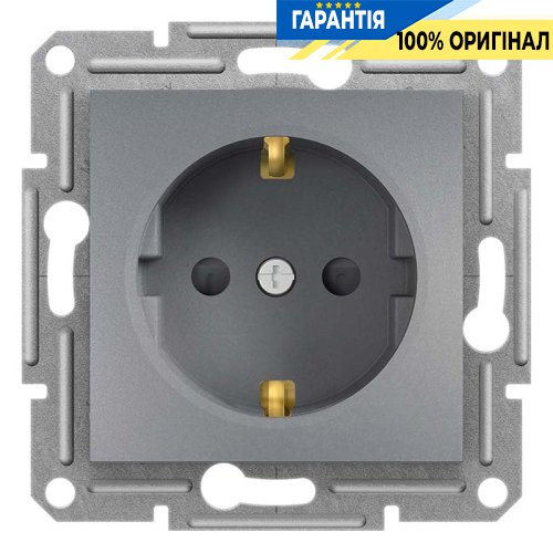 Розетка с заземлением и со шторками «Asfora», (цвет сталь) Schneider Electric EPH2900262