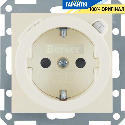 Розетка електрична з УЗО, Berker для колекцій S.1 / B.3 / B.7 GLAS, колір «білий» 47088982