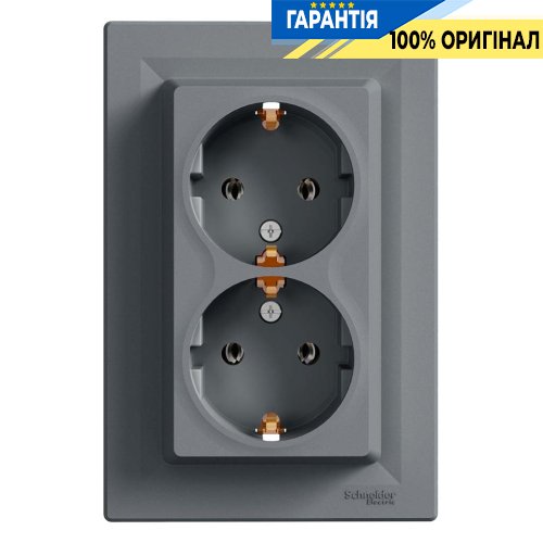Розетка 2-а із заземленням «Asfora», (сталь) Schneider Electric EPH9900162
