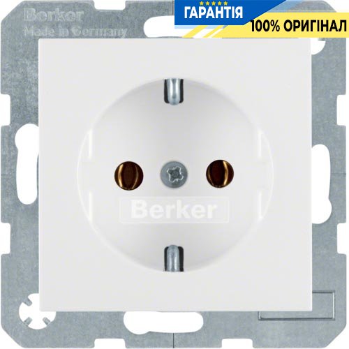 Розетка електрична з заземленням Berker S.1 / B.3 / B.7 GLAS, колір «полярний білий матовий», 47431909