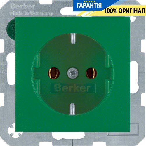 Розетка с з/к, зеленая матовая, 16А/250В B.3/B.7 GLAS Berker 47431913