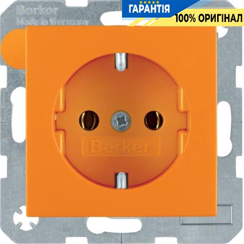 Розетка с з/к, оранжевая матовая, 16А/250В B.3/B.7 GLAS Berker 47431914