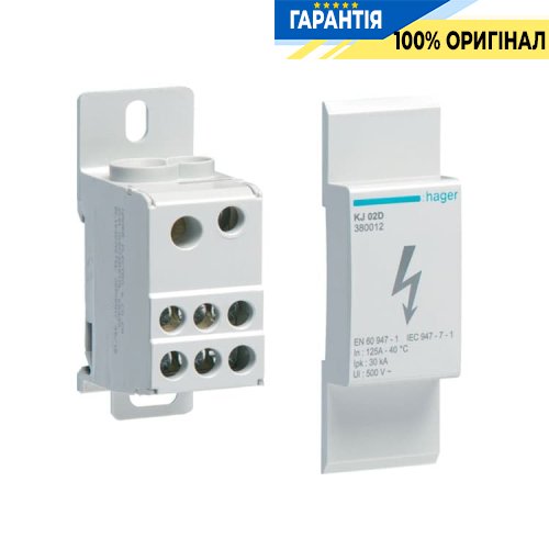 Распределительный блок 1-полюсный, 125А, din-рейка, Hager KJ02D