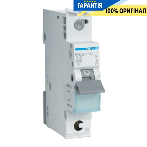 Автоматичний вимикач Hager MBS110 QC 1p 6kA B-10A