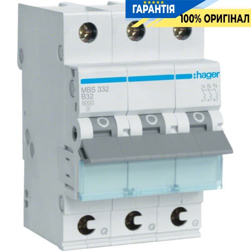 Автоматичний вимикач Hager MBS332 QC 3p 6kA B-32A