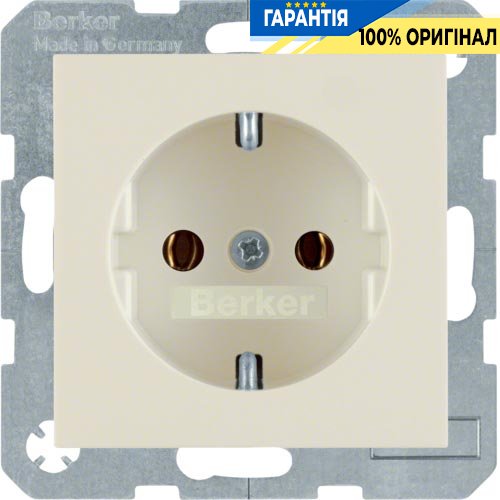 Розетка электрическая с заземлением Berker для коллекций S.1/B.3/B.7 GLAS, «белый глянцевый» 47438982