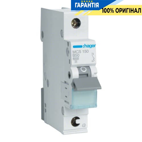 Автоматический выключатель Hager MCS150 QC 1p 6kA C-50A