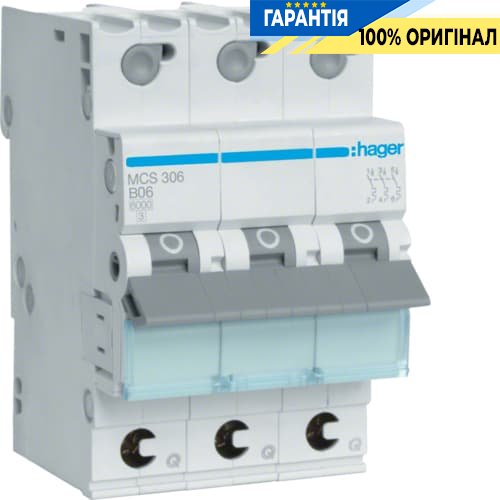 Автоматический выключатель Hager MCS306 QC 3p 6kA C-6A