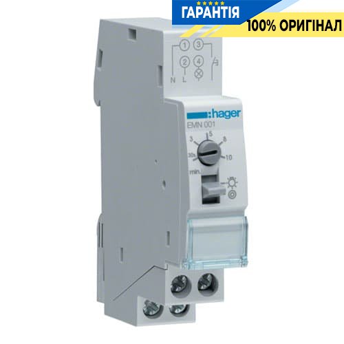 Реле времени (для коридорного освещения) от 30 с до 10 мин Hager EMN001