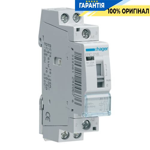 Установче реле Hager ERC216 16А, 230V ~, контакти: 2Н.О