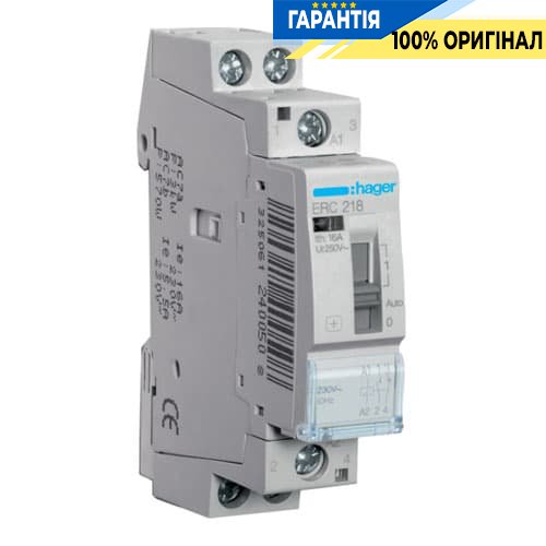 Установочное реле Hager ERC218 16А , 230V~, контакты: 1н.о. + 1н.з.