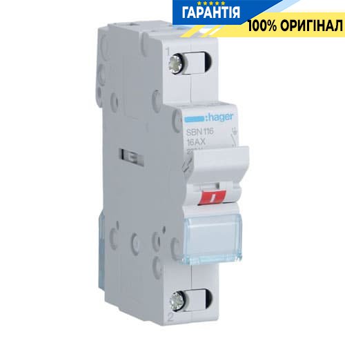 Вимикач навантаження Hager 1-полюсний 230В/16А SBN116