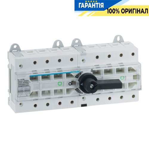 Рубильник-переключатель трехпозиционный I-0-II, 100А, 400/690В, 4-полюсний, 12м, Hager HI405R