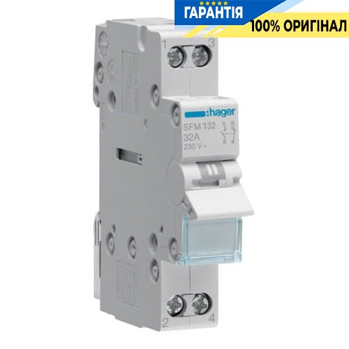 Переключатель 2-контурный, 1НО+1НЗ, 32А/230В, 1 модуль Hager SFM132