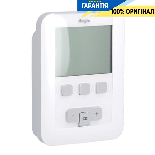 Терморегулятор цифровий багатофункціональний «Hager» EK520, живлення 2х1,5V (LR06)