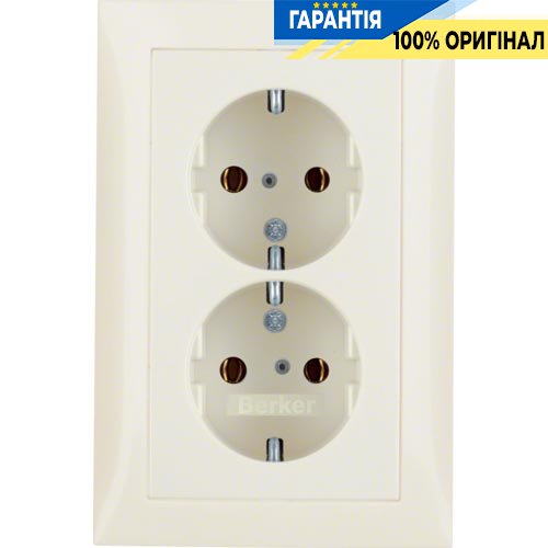 Розетка с з/к двойная, 16А/250В S.1, цвет «белый, глянцевый» Berker 47548982