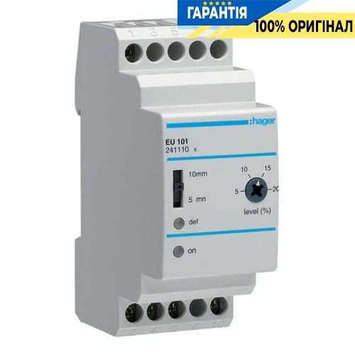 Реле контроля напряжения Hager EU101 1-фазное с возможностью регулировки Vmin и Vmax