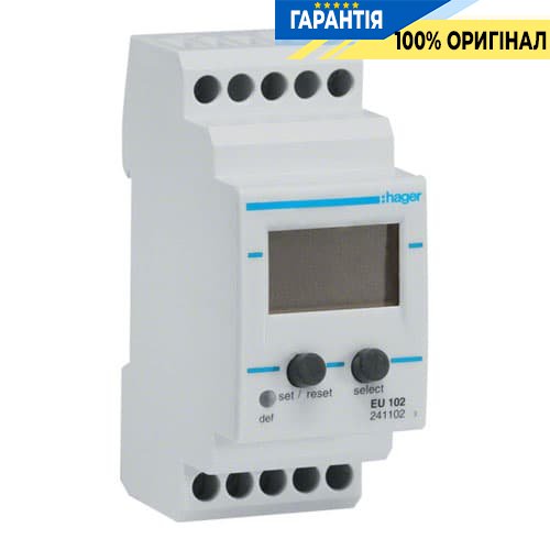 Реле контроля напряжения 1-фазное с встр.вольтметром Hager EU102 15-480V AC, 15-700V DC