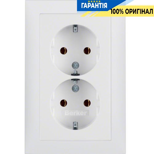Розетка з з/к подвійна, біла, 16А / 250В Berker S.1 47549909, колір «полярний білий, матовий»
