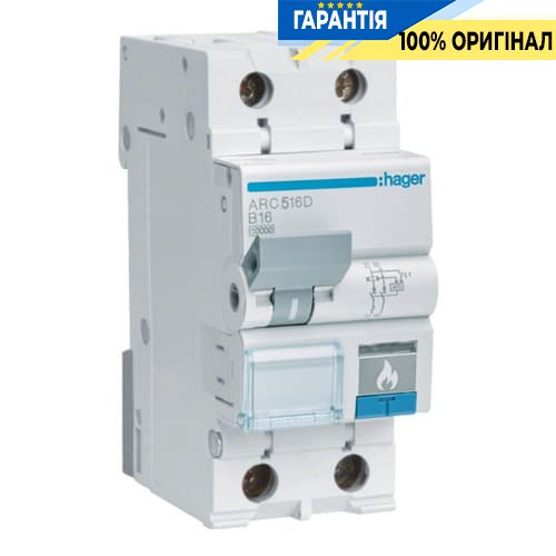 Автоматический выключатель с дуговой защитой AFDD, 1P+N 10kA C-10A, Hager ARC560D