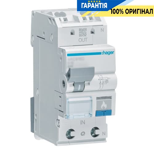 Автоматический выключатель с дуговой защитой AFDD, 1P+N 6kA B-10A, Hager ARC910D