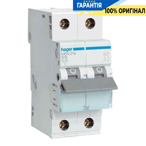 Автоматический выключатель Hager MB225A 25А, 2п, B, 6 кА