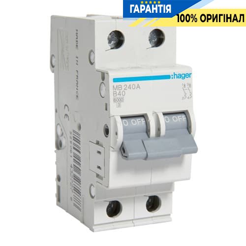 Автоматический выключатель Hager MB240A 40А, 2п, B, 6 кА