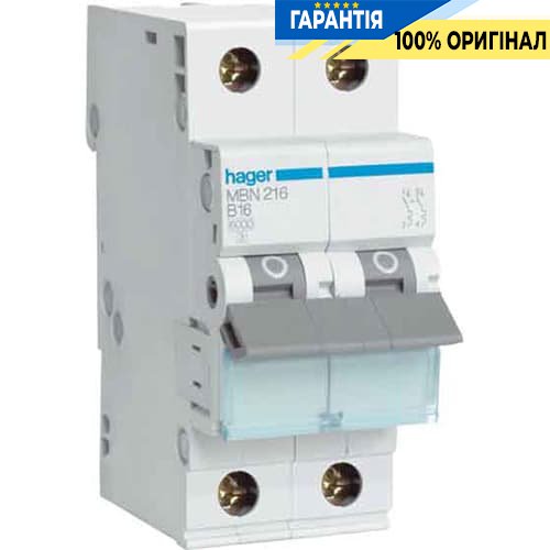 Автоматичний вимикач Hager MB263A 63А, 2п, B, 6 кА