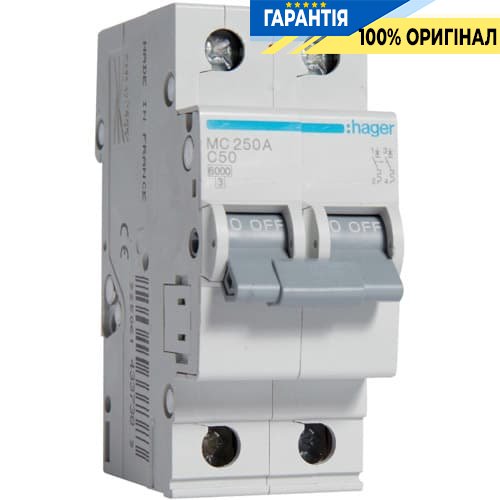 Автоматический выключатель Hager MC250A 50А, 2п, C, 6 кА