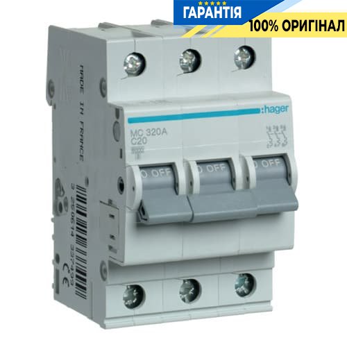 Автоматический выключатель Hager MC320A 20А, 3ф, С 6 кА