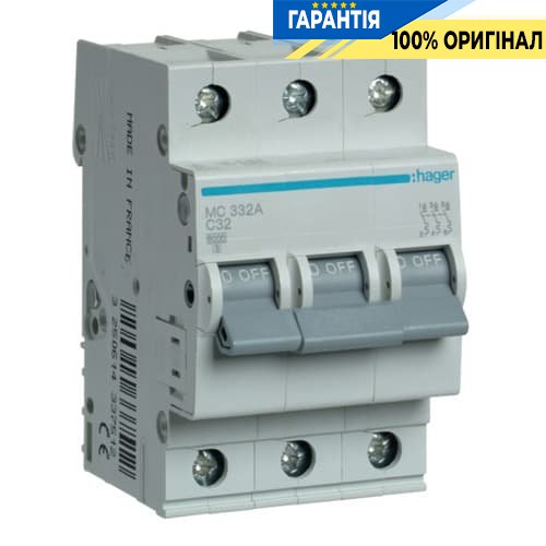 Автоматический выключатель Hager MC332A 32А, 3ф, С 6 кА