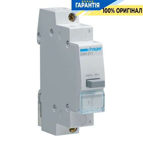 Кнопочный выключатель Hager SVN311 ,16A, 250В АС,1 н.о. без фиксации