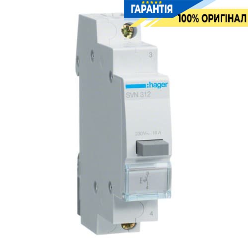 Кнопковий вимикач Hager SVN312, 16A, 250В АС, 1 Н.О.,
