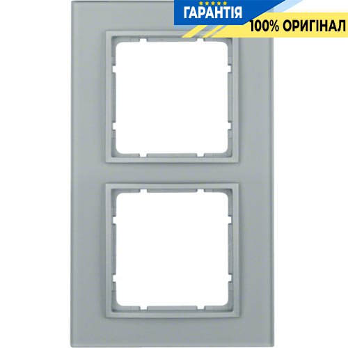 Рамка стеклянная 2-а коллекция B.7 GLAS, цвет «алюминий, матовый», Berker 10126414