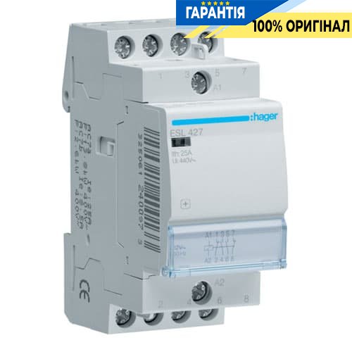 Контактор Hager ESL427 25A, 2НО + 2НЗ, 12V