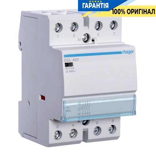 Контактор Hager ESL463 63A, 4НО, 12V