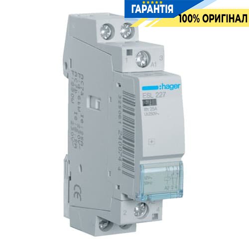 Контактор Hager ESL227 25A, 1НО+1НЗ, 8/12V