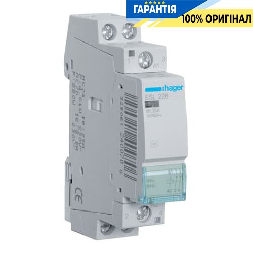 Контактор Hager ESL226 25A, 2НЗ, 8 / 12V