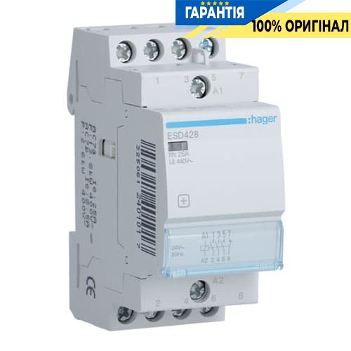Контактор Hager ESD428 25A, 3НО+1НЗ, 24V