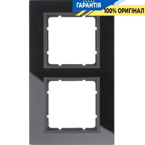 Рамка стеклянная 2-а коллекция B.7 GLAS, цвет «черный антрацит, матовый», Berker 10126616