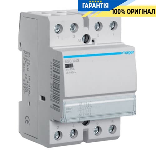 Контактор - силове реле Hager ESC443 230V / 40A 3Н.О + 1Н.З