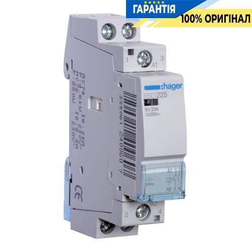 Контактор 25A, 2НО, 24V, Hager ESD225
