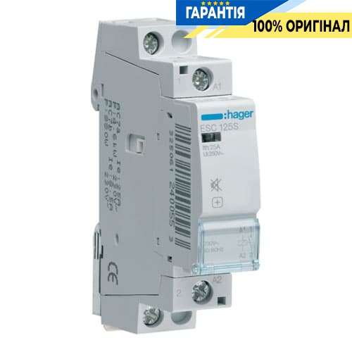 Контактор безшумний Hager ESC125S 25A, 1Н.О, 230V