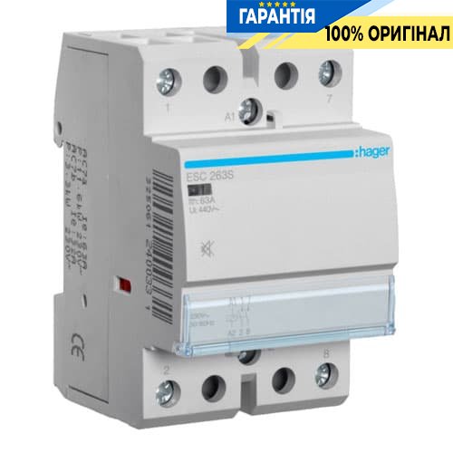 Контактор безшумний Hager ESC263S 63A, 2Н.О, 230V